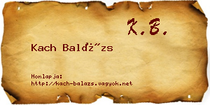 Kach Balázs névjegykártya